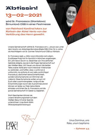 Abtei Venio Äbtissin Francesca Šimuniová